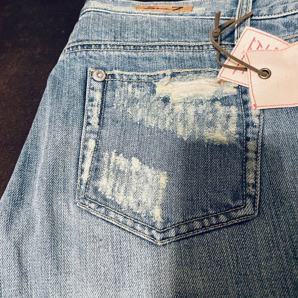 NEW VTG Seven 7 Blue Label Flare Jeans Denim Y2K Mid Rise 31 100% Cotton 34" - Picture 2 of 6